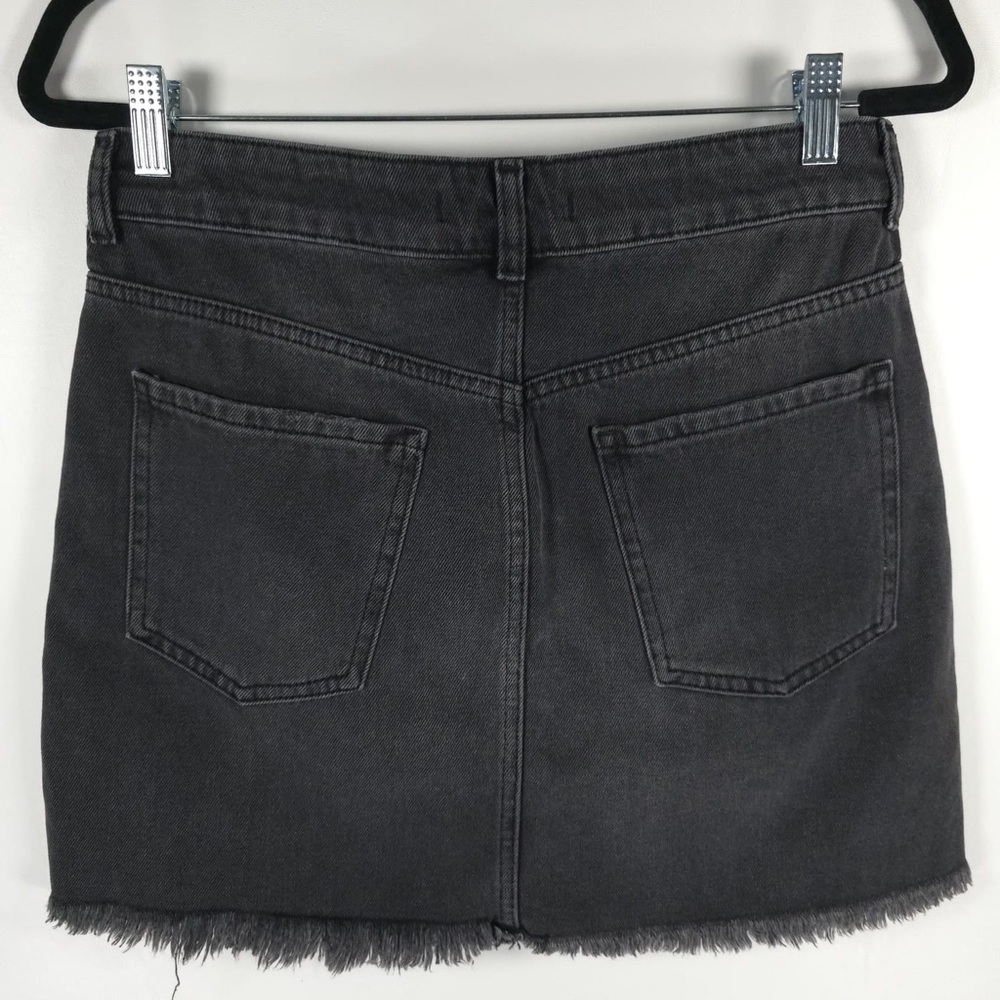 NWT FREE PEOPLE Embellished Rhinestone Side Stripe Denim Mini Skirt Raw Hem Sz 6 - Picture 8 of 16